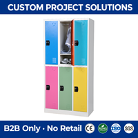 Armoire de rangement en acier à 6 portes 3x2 avec serrures individuelles et aérations pour le stockage des employés