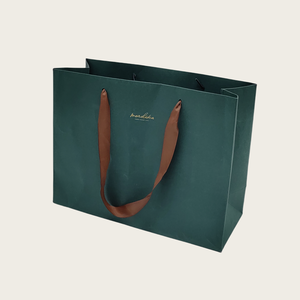 Sac en papier à provisions biodégradable recyclable écologique personnalisé accessoire de ruban plastification de style classique estampage à chaud de votre propre - Product Image 2