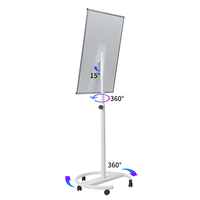 Tableau blanc mobile en verre réglable en hauteur, tableau magnétique effaçable à sec sur roulettes, base ronde en métal