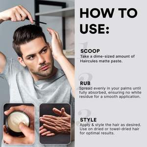 Haircules opache <span class=keywords><strong>pasta</strong></span> per capelli per uomo forte tenere Non-grasso Styling argilla definizione di lunga durata Texture nessun lustro fiocchi funziona tutto - Product Image 6
