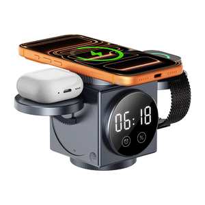 <span class=keywords><strong>Chargeur</strong></span> de téléphone <span class=keywords><strong>sans</strong></span> <span class=keywords><strong>fil</strong></span> magnétique 3 en 1, <span class=keywords><strong>chargeur</strong></span> de voyage pliable rapide, station de charge pour téléphone, écouteurs, montre connectée - Product Image 2