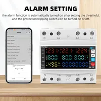 Compteur d'énergie intelligent WiFi triphasé Tuya avec protection contre les fuites, protection contre les surtensions/sous-tensions, limite de courant 100A, interrupteur relais