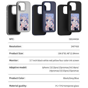 Custodia intelligente per telefono a inchiostro E abilitata per NFC per <span class=keywords><strong>iPhone</strong></span> 15 14 13 Pro <span class=keywords><strong>Cover</strong></span> schermo <span class=keywords><strong>con</strong></span> Display fotografico campione gratuito - Product Image 2