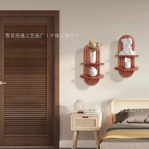 Wooden Wall Mounted Display <b>Shelf</b> Oval Shape Solid Wood Organizing Rack For Home Decor - Product Image 1