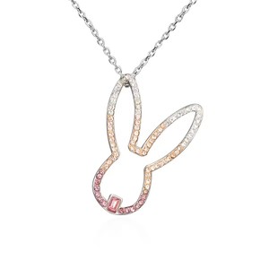 Trendy Rabbit Design Stainless Steel CZ Diamond Necklace Pendants for Women Featuring Link <b>Chain</b> Zircon Pearl Cute Animal Shape - Product Image 1