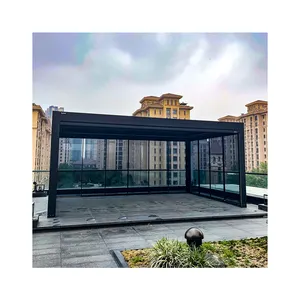 Persiana automática para techo de piscina, cenador de jardín impermeable, pérgola con persianas motorizada retráctil