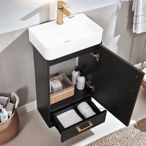 ตู้ห้องน้ำแบบตั้งพื้นสีดำขนาด 18 นิ้ว พร้อมอ่างเซรามิก - Product Image 4