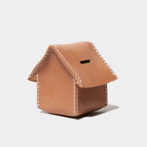 Hucha con forma de casa de cuero PU hecha a medida, regalo creativo de hucha, decoración del hogar elegante y minimalista. - Product Image 1