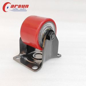 Heavy Equipment Casters 540kg Capacity <b>Cast</b> <b>Iron</b> Core Polyurethane Wheel Fixed Wheel Casters Ball Bearing Thread Guards 1 Year - Product Image 3