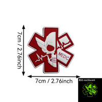 Parche de PVC 3D personalizado que brilla en la oscuridad, con diseño de estrella, para uso médico y táctico en paramédicos, con cierre de velcro fácil de usar para bolsas y gorras médicas, hecho de caucho y lona.