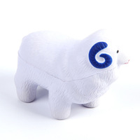 Balle anti-stress souple en forme de mouton blanc, jouets anti-stress en mousse PU, jouets anti-stress en forme d'animaux, logo personnalisé pour cadeaux promotionnels