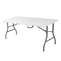 Table basse rectangulaire d'extérieur de 6 pieds, table à manger pliable portable en plastique durable