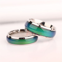 Bague d'humeur en acier inoxydable avec pierre à décoloration thermique incrustée, idéale pour les tenues quotidiennes, accessoire de fête, cadeau parfait N800312