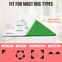 Fixateur de tapis triangulaire antidérapant en PU, 4 pièces/ensemble, découpé, avec adhésif thermofusible vert amélioré, conforme RoHS REACH, personnalisable OEM ODM, fourniture directe usine