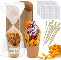 Gobelets à charcuterie personnalisés 10oz 14oz, porte-frites jetables, vente en gros, pas cher, avec 100 brochettes en bambou