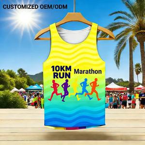 Camiseta Deportiva sin Mangas para Maratón, Sublimada, de Secado Rápido, con Estampado Completo, de Poliéster Transpirable y Ecológico, OEM DOM - Product Image 1