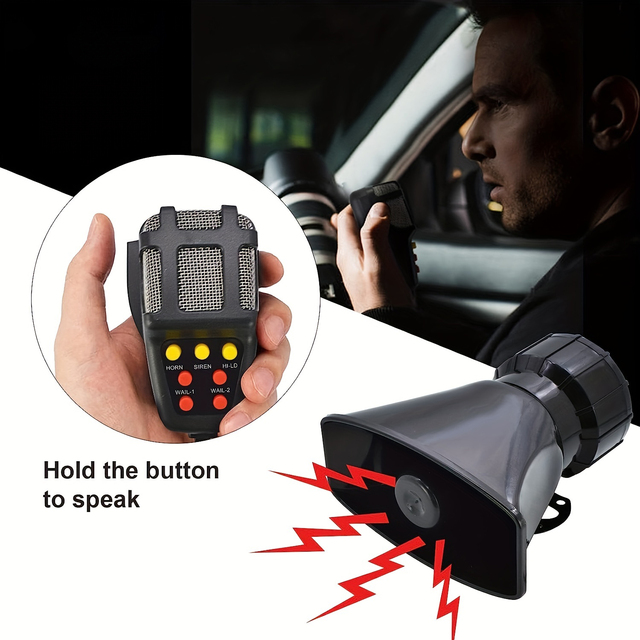 Car Horn 7 Tone Sound 12v Mic Pa Speaker Car System Emergency With Microphone Amplifier Sound Electric Horn