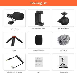 Microphone pour smartphone <span class=keywords><strong>Comica</strong></span> avec mini trépied, CVM-VM10-K2 PRO Microphone vidéo Shotgun pour <span class=keywords><strong>iPhone</strong></span> et téléphones Android, Kit de vlogging - Product Image 6