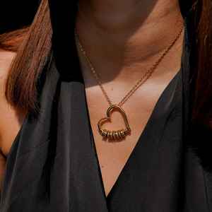 Collar con Colgante de Corazón de Cobre para Mi Esposa, con Tarjeta de Texto Personalizado y Cuentas Grabadas, Regalo Romántico Clásico Personalizado para Esposo - Product Image 6