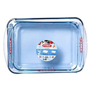 Ensemble de plats à four rectangulaires en verre borosilicate, 2 pièces, 34x22 cm et 38x28 cm, résistants au four, au micro-ondes et au lave-vaisselle - Product Image 1