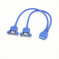 Kabel USB 3.0 ke Header Motherboard 50cm Biru 2 Port Panel Mount Tersedia