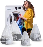 50*60cm Multi Tailles Cordon Fond Rond Polyester Épaissir Maille Passoire Linge Lavage Net Sacs
