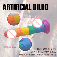 Sexbay - Dildo Grande de Goma Suave con Forma de Arcoíris para Mujer, con Ventosa, Anal, Realista, para Hombres y Lesbianas, Juguete Sexual para el Punto G