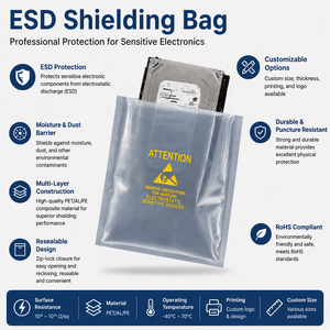 Custom Size Antistatic ESD Ziplock Bag 3 Side Seal Shielding Cushioned Bubble <strong>Pack</strong> For Packing And Packaging With ESD Protection - Product Image 5