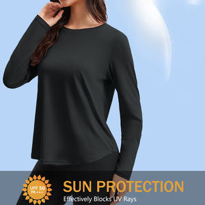 Chemises d'entraînement pour femmes UPF 50 + <span class=keywords><strong>chemisier</strong></span> à manches longues pour Yoga <span class=keywords><strong>randonnée</strong></span> hauts léger séchage rapide Protection UV extérieur personnalisé OED - Product Image 4