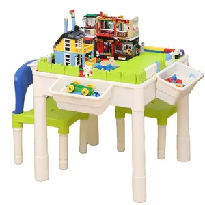 Mesa de bloques de construcción de plástico para niños, multifuncional, más Popular, venta al por mayor