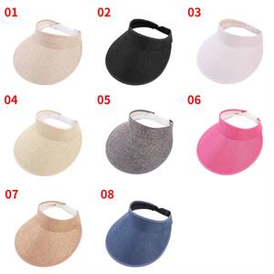 Chapeau de soleil à large bord pour la plage, voyage d'été, sport en plein air, protection solaire, casquette unie en coton et lin pour femme - Product Image 1