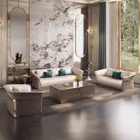 Combinaison de canapés en cuir postmoderne, simple, haut de gamme, légèrement luxueux, pour salon, entièrement en cuir, meubles design de luxe