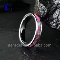 Vente en gros de bijoux pour hommes 4MM argent incrustation d'opale de feu Alliance pour femmes tungstène rose Bague de mariage pour hommes Bague de fiançailles