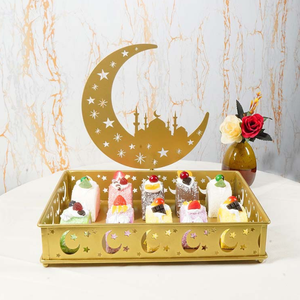 Eid Mubarak Home Decor Crafts Hochwertige Metall tablett Islamic Muslim Festival Star Moon Kuchen Tablett Snack Obst teller - Product Image 1