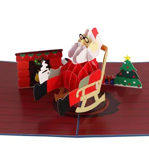 निर्माता कस्टम डिजाइन 3D क्रिसमस पॉप अप ग्रीटिंग कार्ड आपूर्तिकर्ता हस्तकला स्मारिका