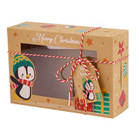 Lot de 12 boîtes cadeaux rectangulaires en papier kraft pliables avec fenêtre, grand format, pour calendrier de l'Avent de Noël, bonbons, macarons et desserts