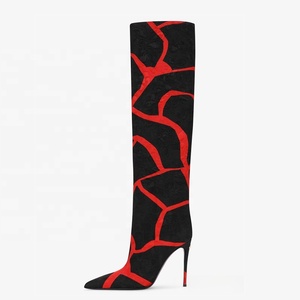 Leopard Prints Women Knee High Boots Thin Heel Animal Shoes Zebra Pattern on Women's Stiletto <b>Long</b> Booties - Product Image 2