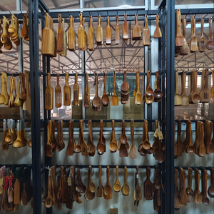 Ensemble <span class=keywords><strong>de</strong></span> 10 ustensiles <span class=keywords><strong>de</strong></span> <span class=keywords><strong>cuisine</strong></span> antiadhésifs faits à la main en bois <span class=keywords><strong>de</strong></span> Teak, planche à découper en bambou avec couteau à fromage - Product Image 6