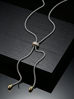 Collier tendance pour femme avec pendentif goutte d'eau en acier inoxydable réglable et coulissant, et chaîne en Y sertie de diamants
