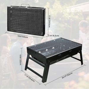 Parrilla de Carbón Portátil Plegable de Diseño Moderno, Acabado Cromado, Dispositivo de Seguridad contra Llamas, Capacidad para 2-3 Personas, Uso en Exteriores, Color Negro - Product Image 2