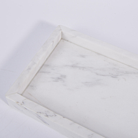 Plateau de vanité en marbre blanc, plateau de rangement en pierre naturelle, organisateur de comptoir de salle de bain, plateau décoratif pour cosmétiques, maison, hôtel, table