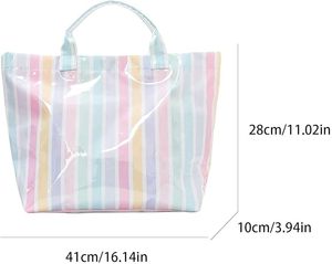 Custom Print Polyester <b>Canvas</b> Glossy PVC Coating Tote Bag Women Travel Shoulder Bag Waterproof Beach Bag - Product Image 2