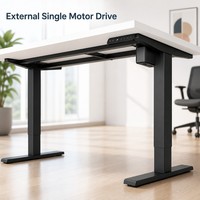 Cadre de bureau convertible automatique ergonomique à hauteur réglable en 2 étapes, avec moteur simple externe en fer et plateau supérieur en bois pour