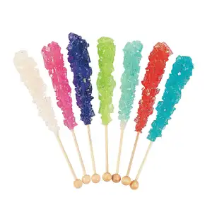 Halal wholesale customization mixed fruit flavour hard candy lollipop Crystal rock candy sticks