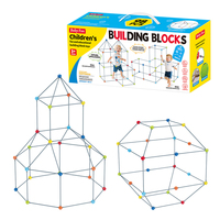 Kit de construction de fort pour enfants, 98 pièces, jouet de construction de châteaux et de tunnels, jouets éducatifs STEM pour garçons, ensemble de jouets d'activités
