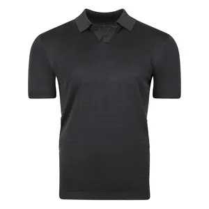 新着低価格メンズアウトドアブラックポロシャツカスタムコットン半袖ニットゴルフポロTシャツ男性用カミサポロ