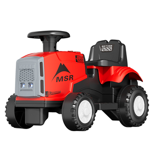 Tractor de juguete para niños con pala, remolque desmontable, bocina, luces y música, color amarillo, sin motor, no requiere empuje. - Product Image 4