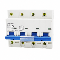 Disjoncteur miniature DZ47-125 4P MCB, interrupteur à air 80A 100A 125A, protection contre les surcharges et les courts-circuits