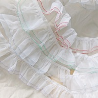Dentelle plissée élastique double couche couleur unie en fil de neige RYL pour scrunchies, jupes, poignets et vêtements de poupées DIY