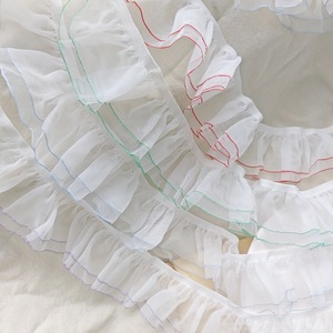 Pizzo Elastico Monofacciale a Doppio Strato RYL in Filato Neve Colorato, Plissettato e Intrecciato, per Elastici per Capelli, Gonne Fai-da-te, Polsini e Abbigliamento per Bambole - Product Image 3